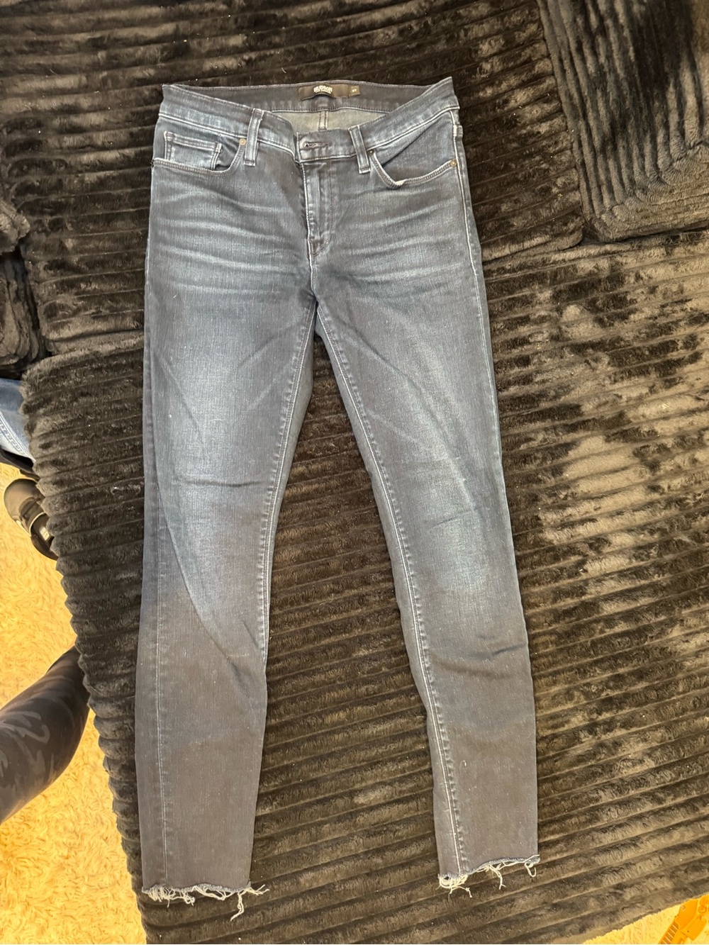 Hudson Jeans Dark Wash Skinny Raw Frayed Hem